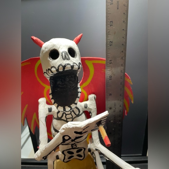 Diablo Skeleton Day Of The Dead Paper Mache dia de los muertos Mexico RARE Vntg - Picture 4 of 12